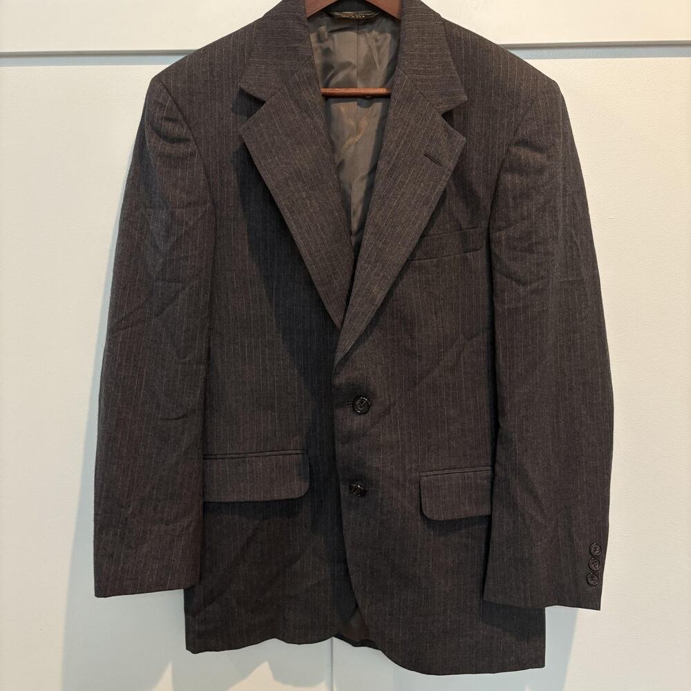 Vtg Strathmore Blazer Men Sz 38 Gray Pinstripe 100% Wool Classic Suit Jacket USA